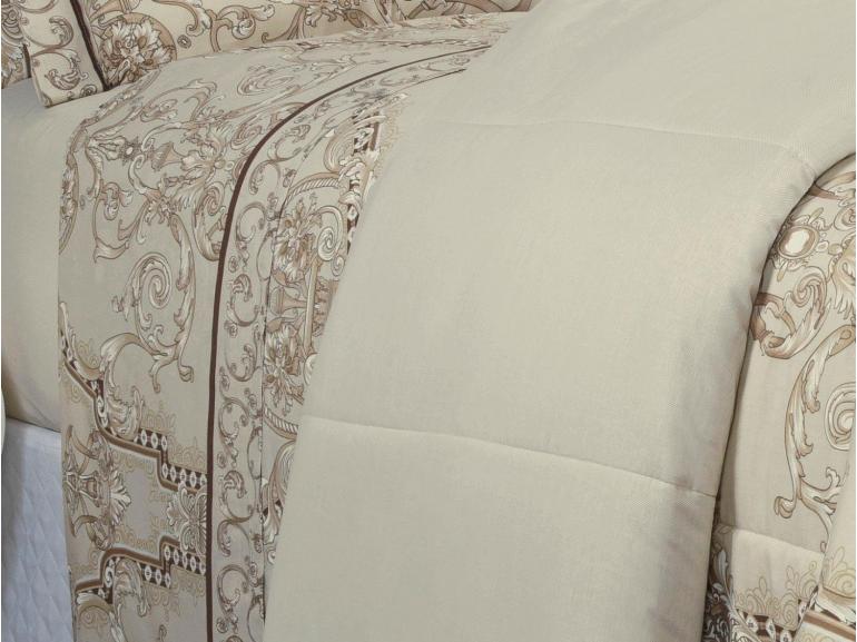 Jogo de Cama Casal 150 fios - Ornato Bege - Dui Design