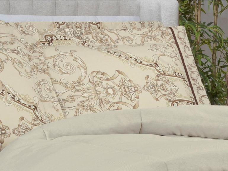Jogo de Cama Casal 150 fios - Ornato Bege - Dui Design