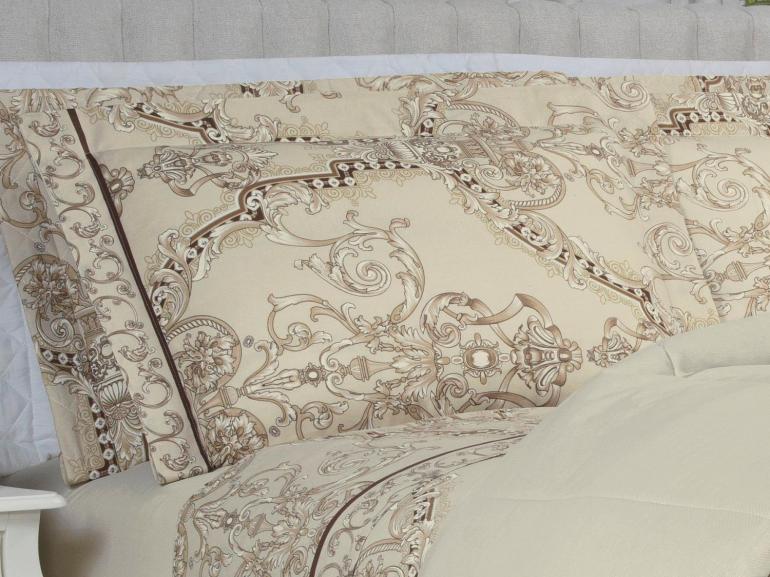 Jogo de Cama Casal 150 fios - Ornato Bege - Dui Design