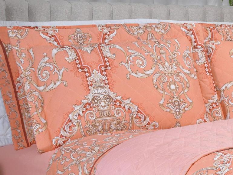 Enxoval King com Cobre-leito 7 pe�as 150 fios - Ornato Terracota - Dui Design