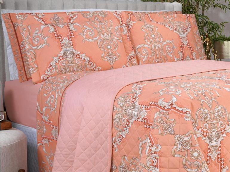 Enxoval King com Cobre-leito 7 pe�as 150 fios - Ornato Terracota - Dui Design