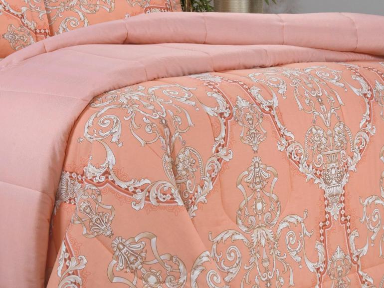 Enxoval King com Edredom 5 pe�as 150 fios - Ornato Terracota - Dui Design