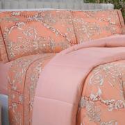 Enxoval King com Edredom 5 pe�as 150 fios - Ornato Terracota - Dui Design