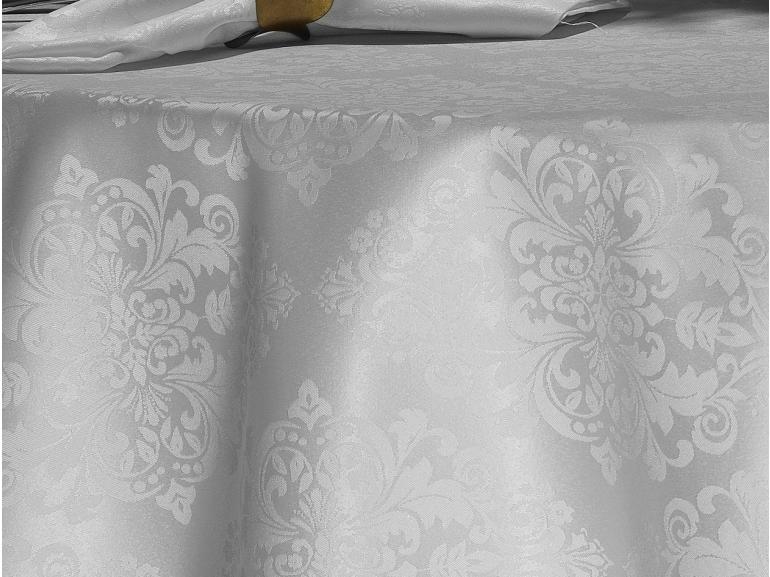 Toalha de Mesa Fácil de Limpar Redonda 220cm - Ornato Branco - Dui Design
