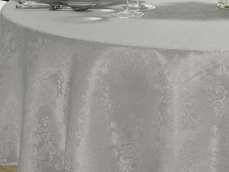 Toalha de Mesa Fcil de Limpar Redonda 160cm - Ornato Cinza - Dui Design