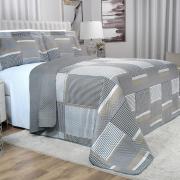 Kit: 1 Cobre-leito King Bouti de Microfibra Ultrasonic Estampada + 2 Porta-travesseiros - Ortiz Cinza - Dui Design