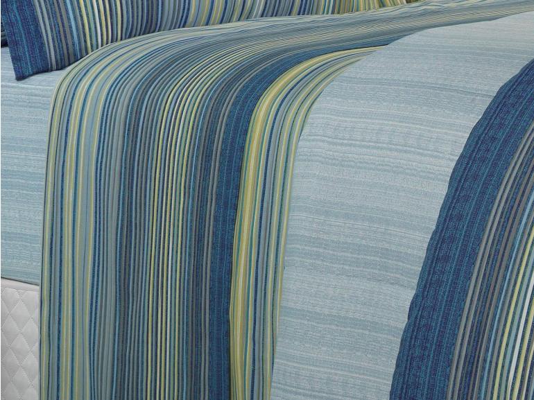 Jogo de Cama Casal Percal 180 fios - Tokyo Indigo - Dui Design