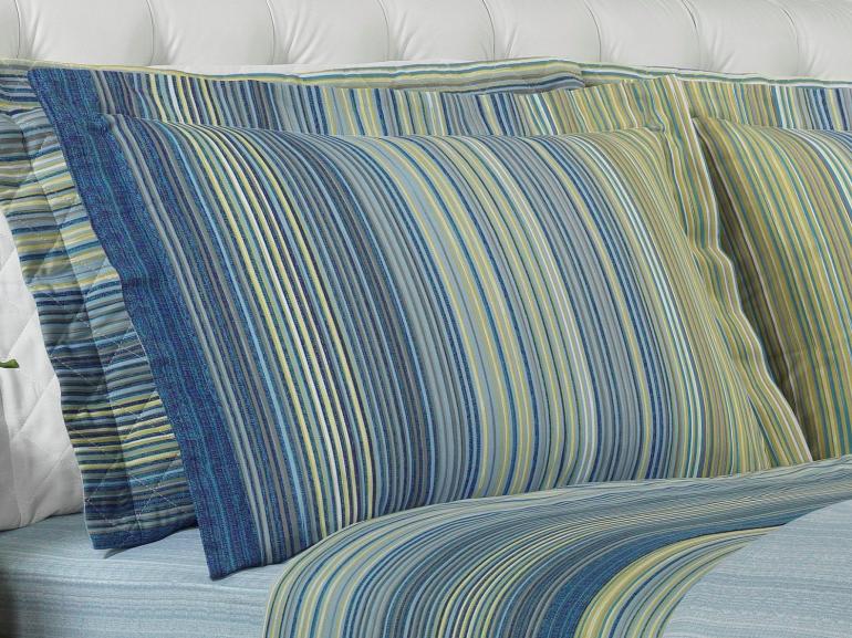 Jogo de Cama Casal Percal 180 fios - Tokyo Indigo - Dui Design