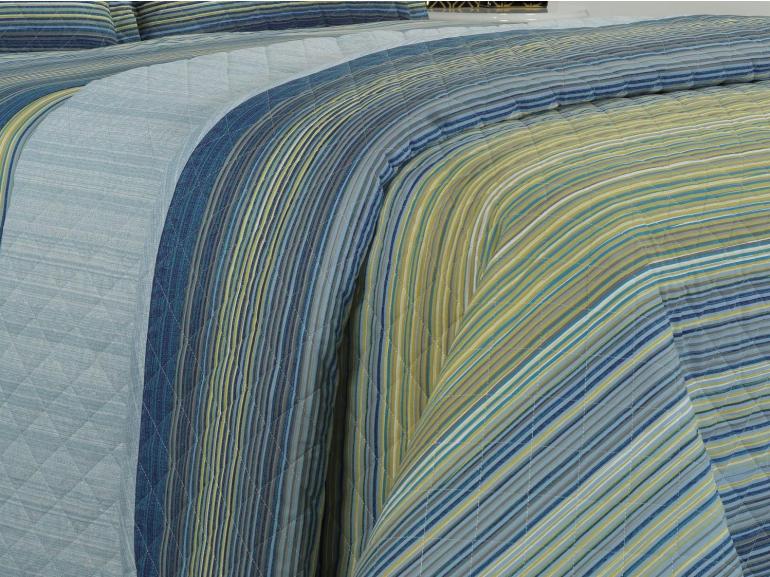 Kit: 1 Cobre-leito Solteiro + 1 Porta-travesseiro Percal 180 fios - Tokyo Indigo - Dui Design