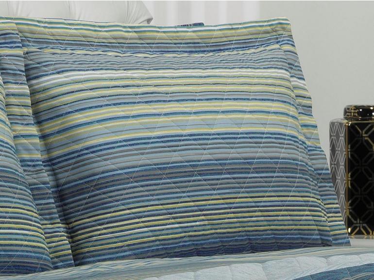 Kit: 1 Cobre-leito Solteiro + 1 Porta-travesseiro Percal 180 fios - Tokyo Indigo - Dui Design