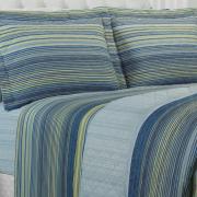 Kit: 1 Cobre-leito Solteiro + 1 Porta-travesseiro Percal 180 fios - Tokyo Indigo - Dui Design