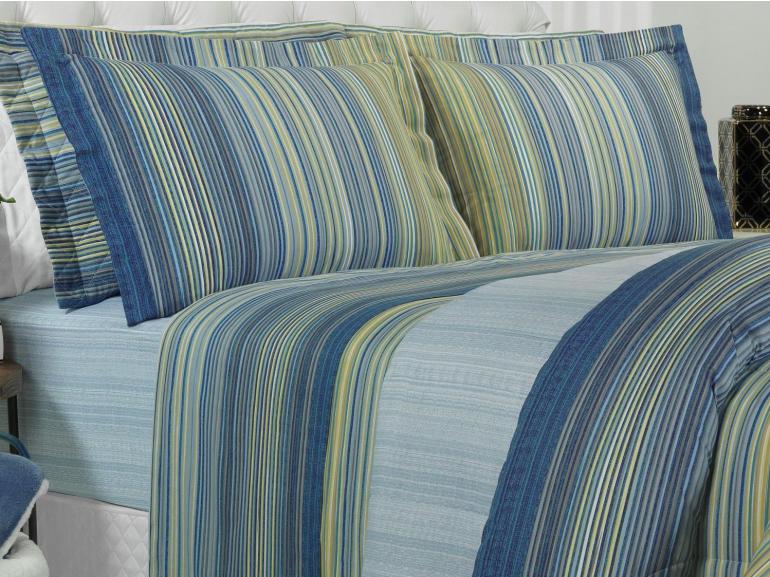 Edredom Casal Percal 180 fios - Tokyo Indigo - Dui Design