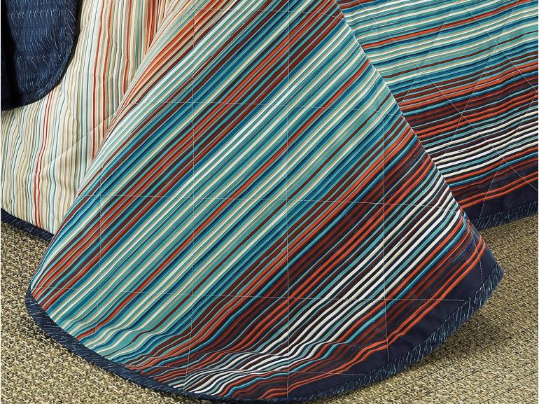 Kit: 1 Cobre-leito Casal + 2 Porta-travesseiros Cetim de Algodo 250 fios - Osaka Azul - Dui Design