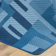 Kit: 1 Cobre-leito King Bouti de Microfibra Ultrasonic Estampada + 2 Porta-travesseiros - Oslo Indigo - Dui Design