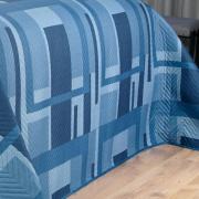 Kit: 1 Cobre-leito King Bouti de Microfibra Ultrasonic Estampada + 2 Porta-travesseiros - Oslo Indigo - Dui Design