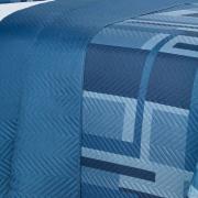 Kit: 1 Cobre-leito King Bouti de Microfibra Ultrasonic Estampada + 2 Porta-travesseiros - Oslo Indigo - Dui Design