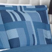 Kit: 1 Cobre-leito King Bouti de Microfibra Ultrasonic Estampada + 2 Porta-travesseiros - Oslo Indigo - Dui Design