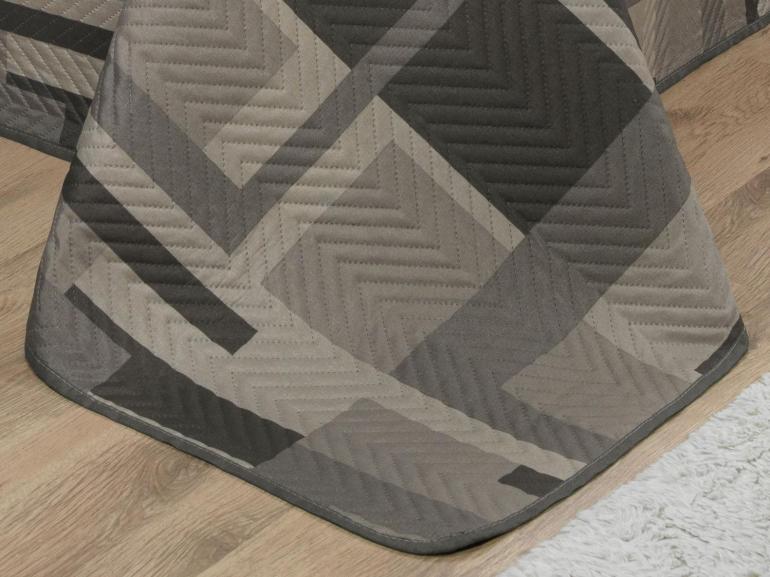 Kit: 1 Cobre-leito King Bouti de Microfibra Ultrasonic Estampada + 2 Porta-travesseiros - Oslo Taupe - Dui Design