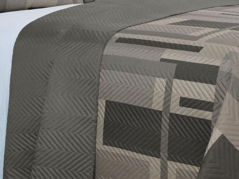 Kit: 1 Cobre-leito King Bouti de Microfibra Ultrasonic Estampada + 2 Porta-travesseiros - Oslo Taupe - Dui Design