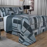 Kit: 1 Cobre-leito King Bouti de Microfibra Ultrasonic Estampada + 2 Porta-travesseiros - Oslo Granite - Dui Design