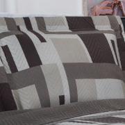Kit: 1 Cobre-leito Queen Bouti de Microfibra Ultrasonic Estampada + 2 Porta-travesseiros - Oslo Taupe - Dui Design