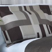 Kit: 1 Cobre-leito Queen Bouti de Microfibra Ultrasonic Estampada + 2 Porta-travesseiros - Oslo Taupe - Dui Design
