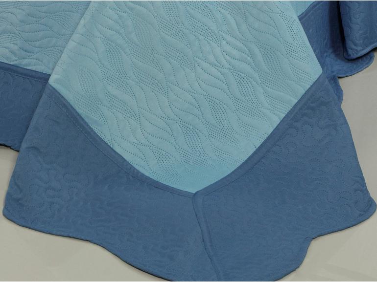 Kit: 1 Cobre-leito Queen Bouti de Microfibra Ultrasonic + 2 Porta-travesseiros - Pacific Azul - Dui Design