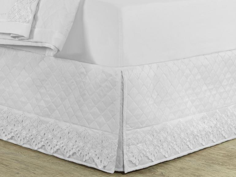 Saia para cama Box Matelassada com Bordado Ingls Solteiro - Palazzo Branco - Dui Design
