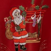 Toalha de Mesa Natal com Bordado Richelieu Redonda 180cm - Papai Noel Vermelho - Dui Design