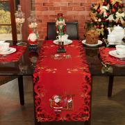 Trilho de Mesa Natal com Bordado Richelieu 45x170cm - Papai Noel Vermelho - Dui Design