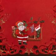 Trilho de Mesa Natal com Bordado Richelieu 45x170cm Avulso - Papai Noel Vermelho - Dui Design
