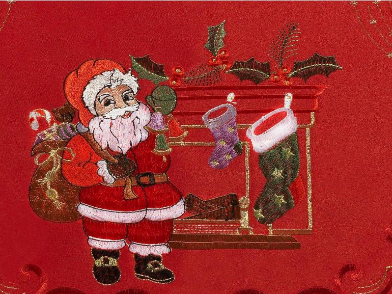 Trilho de Mesa Natal com Bordado Richelieu 45x170cm Avulso - Papai Noel Vermelho - Dui Design