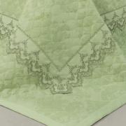 Kit: 1 Cobre-leito Solteiro + 1 porta-travesseiro Cetim de Algodo 300 fios Jacquard com Bordado Ingls - Paris Verde - Dui Design