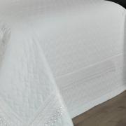 Kit: 1 Cobre-leito Casal + 2 porta-travesseiros Cetim de Algodo 1.000 fios com Bordado Ingls - Passini Branco - Dui Design