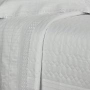 Kit: 1 Cobre-leito Casal + 2 porta-travesseiros Cetim de Algodo 1.000 fios com Bordado Ingls - Passini Branco - Dui Design