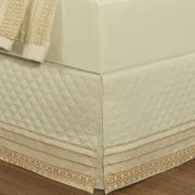 Saia para cama Box Matelassada com Bordado Inglês King - Passini Marfim - Dui Design
