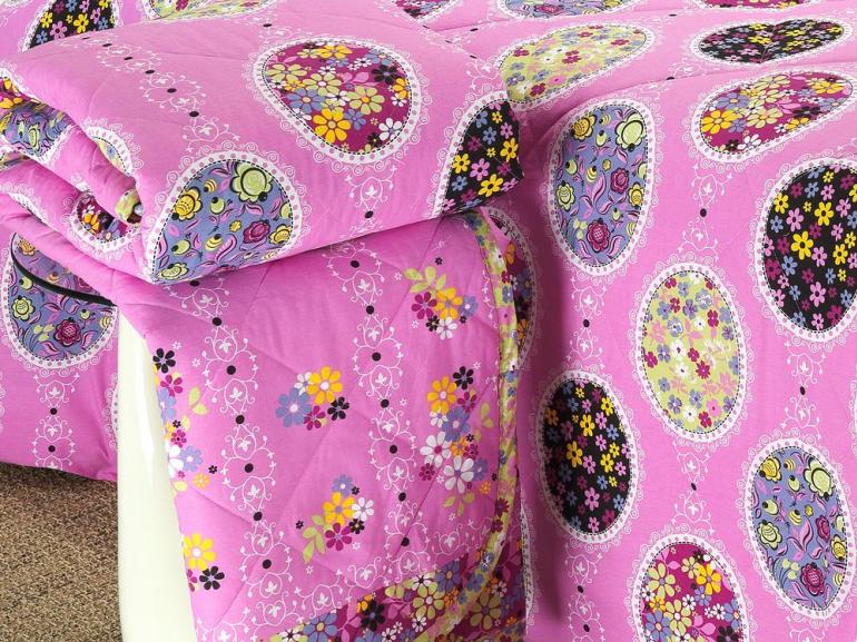 Kit: 1 Cobre-leito Casal + 2 Portas-travesseiro 150 fios 100% Algodo - Patrcia Pink - Dui Design