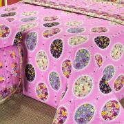 Kit: 1 Cobre-leito Casal + 2 Portas-travesseiro 150 fios 100% Algodo - Patrcia Pink - Dui Design