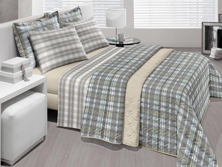 Jogo de Cama Queen Percal 180 fios 100% Algodo - Paul Cinza - Santista