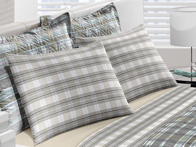 Jogo de Cama Queen Percal 180 fios 100% Algodo - Paul Cinza - Santista