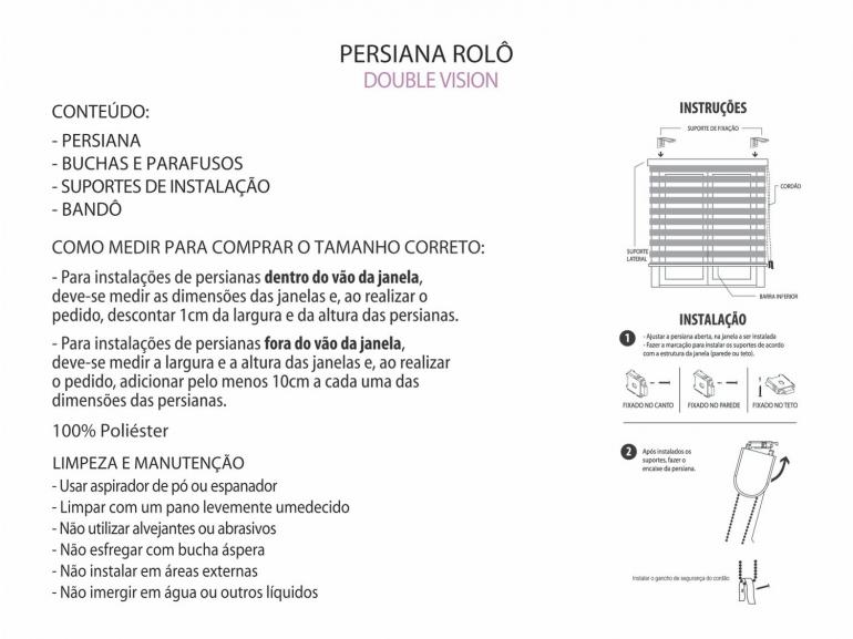 Persiana Rolo Zebra - Com Bandô - Double Vision - Altura de 2,20m x 1,60m de Largura - Dublin - Dui Design