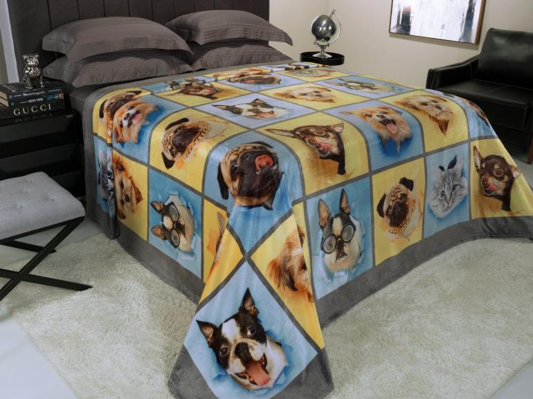 Cobertor Avulso Queen Flanelado com Estampa Digital 260 gramas/m² - Pet Look - Dui Design