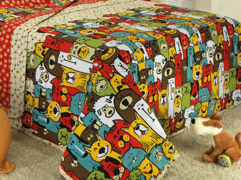 Jogo de Cama Casal Kids 150 fios 100% Algodo - Pet Multicor - Dui Design