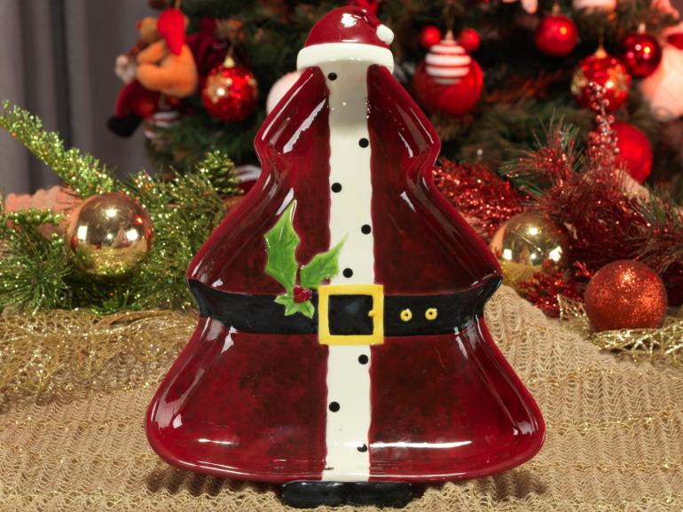 Petisqueira Natal de Cerâmica Árvore - Papai Noel 32,4x23,5cm - Dui Design