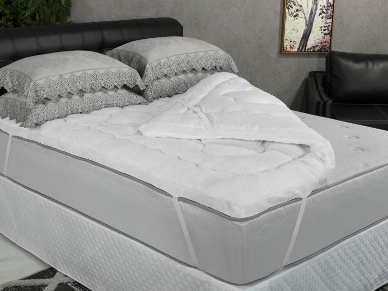 Pillow Top efeito Pele de Carneiro Solteiro Fibra Siliconizada Super Volumosa 600 gramas/m² - Sherpa - Dui Design