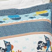 Kit: 1 Cobre-leito Solteiro Bouti de Microfibra PatchWork + 1 Porta-travesseiro - Pirata - Dui Design
