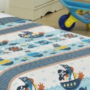 Kit: 1 Cobre-leito Solteiro Bouti de Microfibra PatchWork + 1 Porta-travesseiro - Pirata - Dui Design