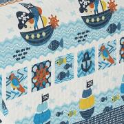 Kit: 1 Cobre-leito Solteiro Bouti de Microfibra PatchWork + 1 Porta-travesseiro - Pirata - Dui Design