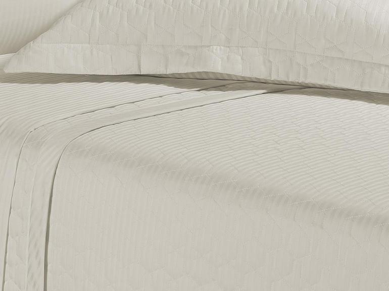 Kit: 1 Cobre-leito Casal + 2 porta-travesseiros Cetim de Algodo 300 fios - Platinum Natural - Dui Design