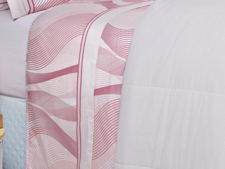 Jogo de Cama King Percal 180 fios - Platinus Rosa Velho - Dui Design